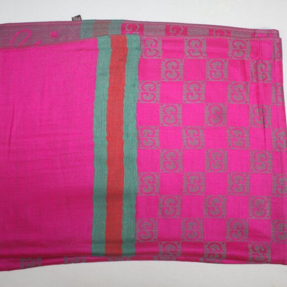 Authentic Gucci Wrap 35% Silk 65% Cashmere Stole Shawl Multicolor Used - Picture 4 of 13